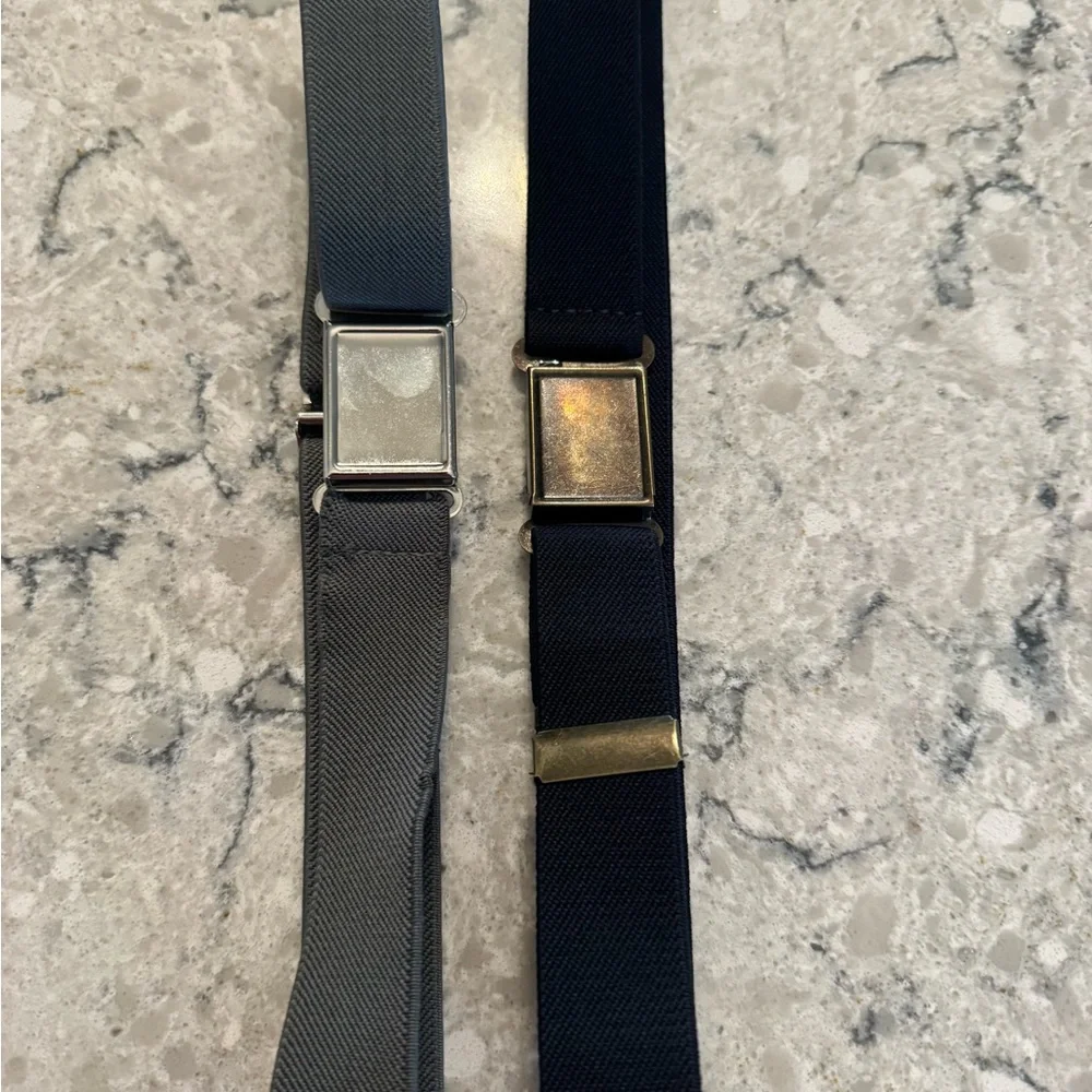 Navy and gray elastic belts with magnetic buckle
